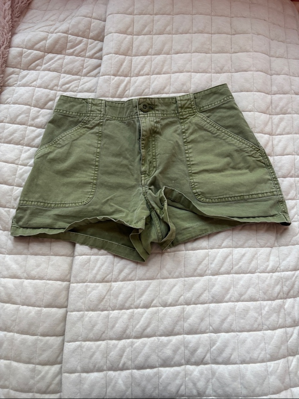 bp Olive High-Rise Utility Cotton Shorts